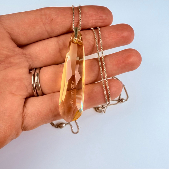 Alex And Ani Yellow Swarovski Crystal Galaxy Infusion Sterling Silver Necklace - Picture 8 of 9